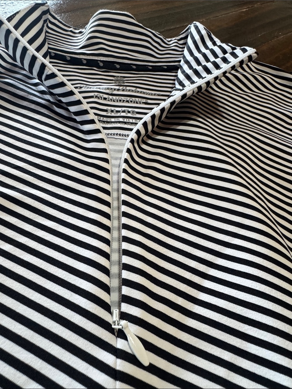 Tommy Bahama Black & White Striped Sleeveless Mock Neck Top - Picture 6 of 13